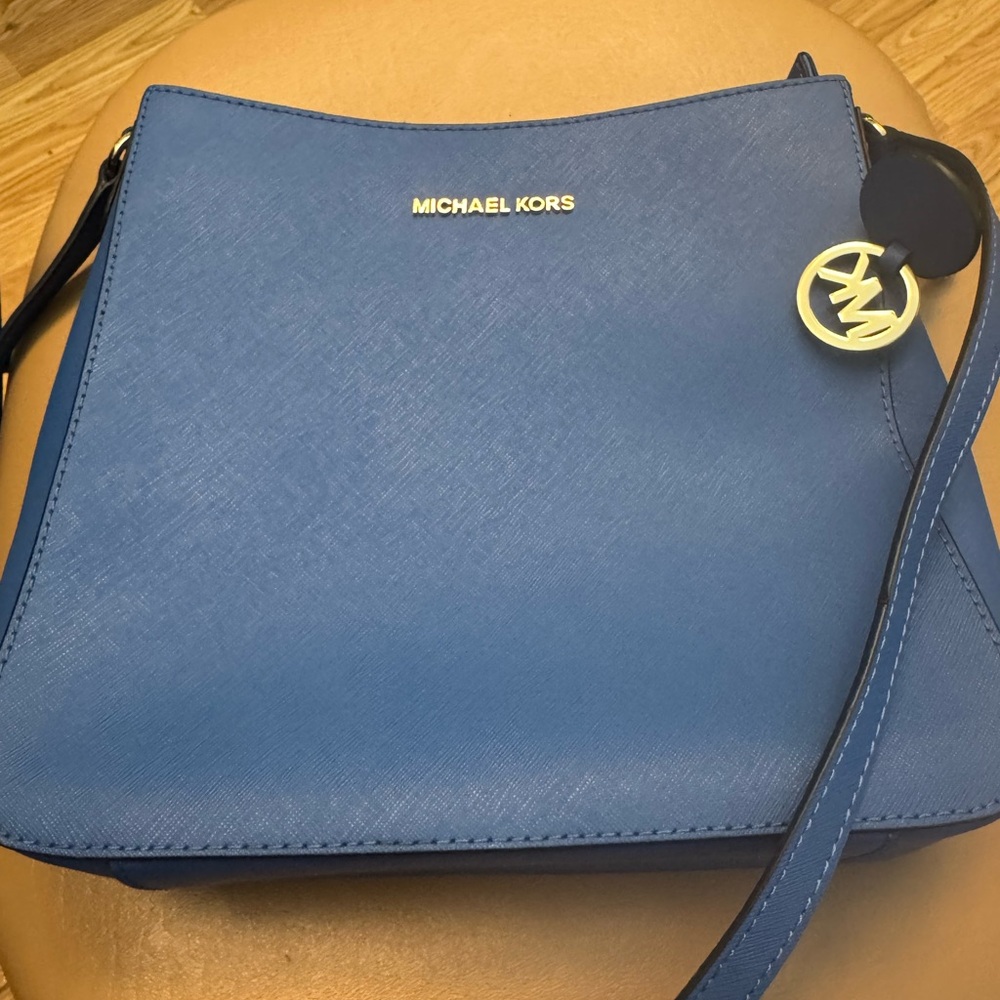 Michael Kors Blue Crossbody Bag with Saffiano Leather